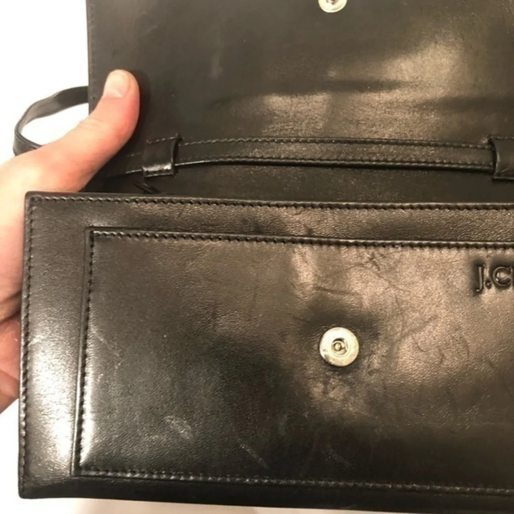 J. Crew black leather organizer bag